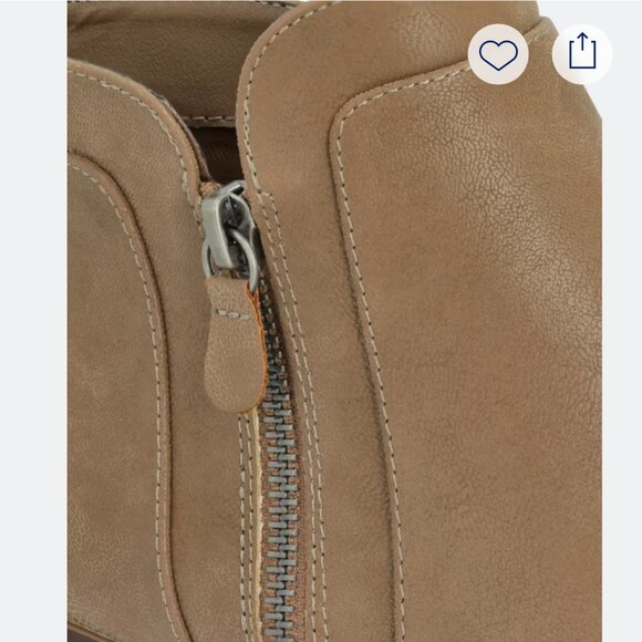 MIA Kendis Faux Leather Side Zip Low Heeled Ankle Bootie, Size 9M, Taupe - Picture 3 of 15